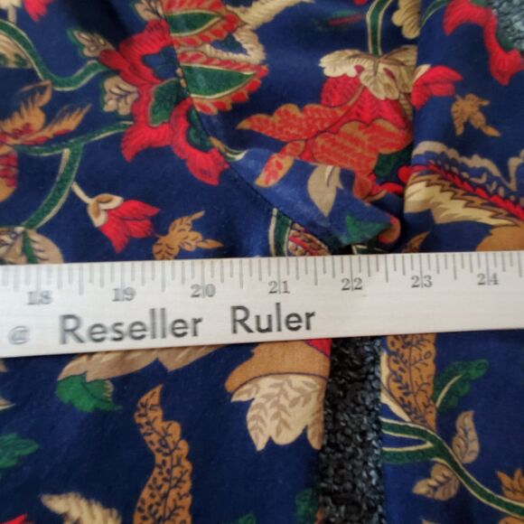 Vtg Alfred Dunner Blouse Women L Red Floral Paisley Sheer Elastic Waist Colorful - Picture 3 of 10